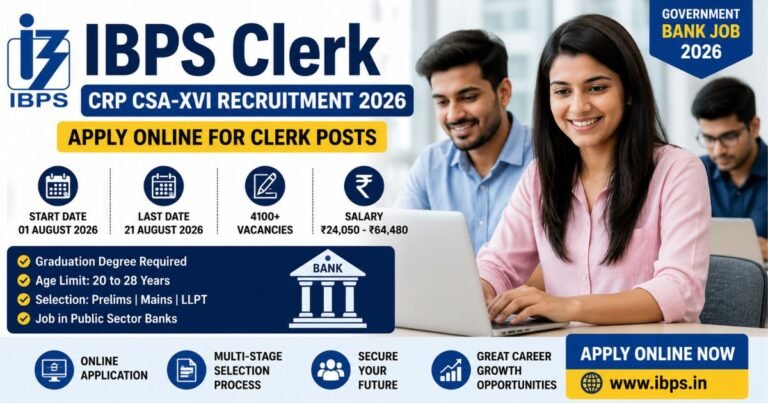 IBPS Clerk CRP CSA-XVI Recruitment 2026