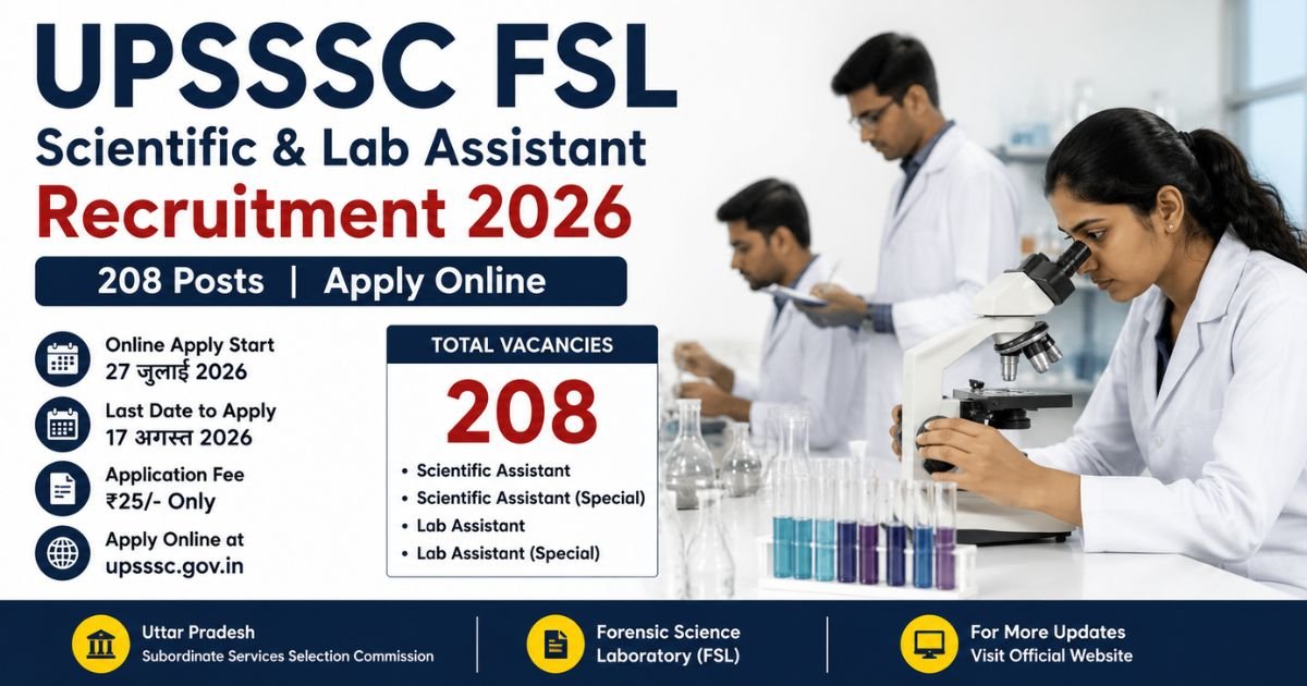 UPSSSC FSL Scientific & Lab Assistant Recruitment 2026