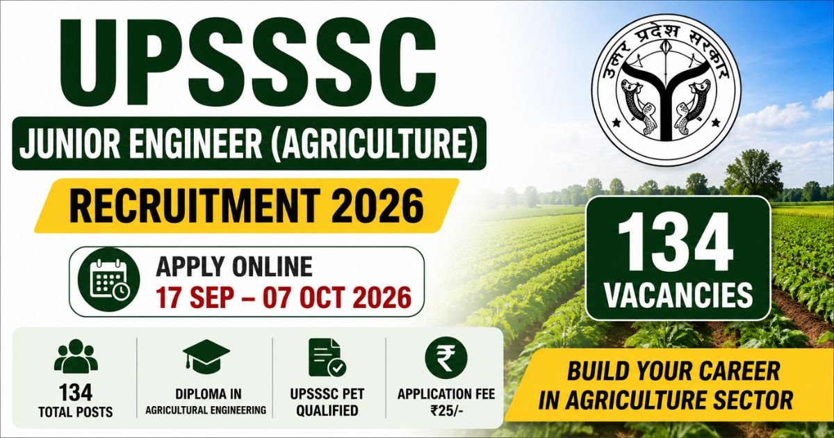 UPSSSC JE Agriculture Recruitment 2026
