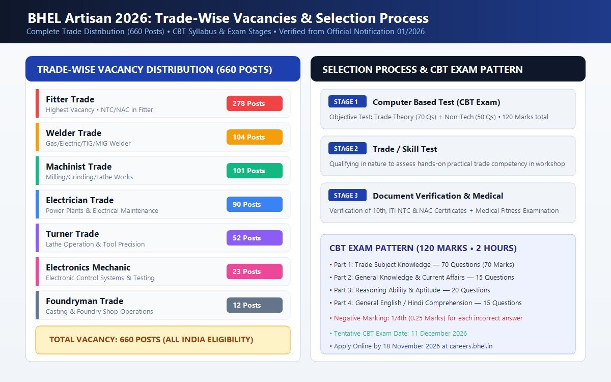 BHEL Artisan Recruitment 2026 Trade Breakdown and Selection Process