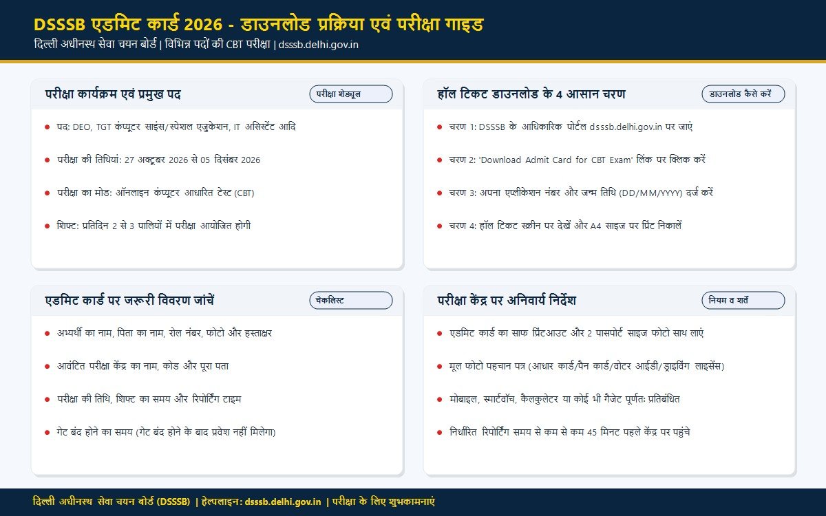 डीएसएसएसबी एडमिट कार्ड 2026 डाउनलोड स्टेप्स एवं परीक्षा निर्देश