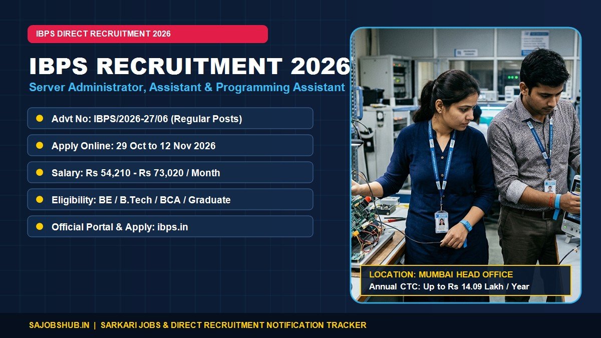 IBPS Recruitment 2026 Apply Online for Server Administrator and Assistant Posts