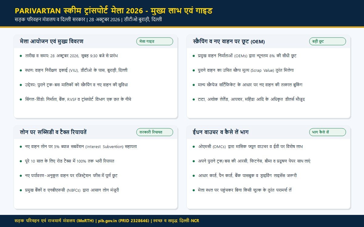 परिवर्तन योजना ट्रांसपोर्ट मेला 2026 लाभ एवं स्क्रैपिंग गाइड